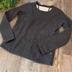 LULULEMON Heathered Dark Grey Sweatshirt with Cutout Back Detail & Zip Pockets
